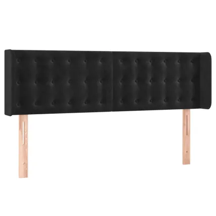 Tête de lit avec oreilles Noir 147x16x78/88 cm Velours 2
