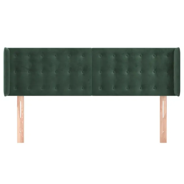 Tête de lit avec oreilles Vert foncé 147x16x78/88 cm Velours