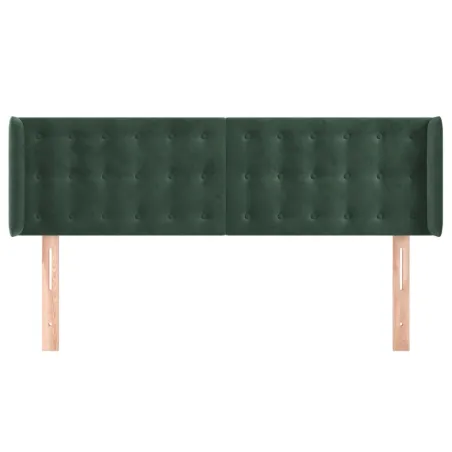 Tête de lit avec oreilles Vert foncé 147x16x78/88 cm Velours