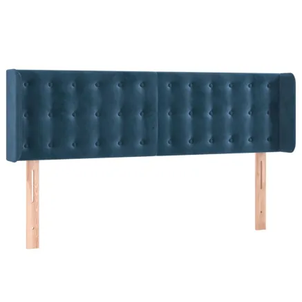 Tête de lit avec oreilles Bleu foncé 147x16x78/88 cm Velours 2
