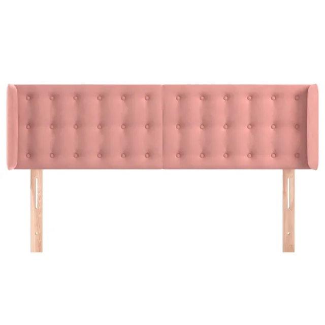 Tête de lit avec oreilles Rose 147x16x78/88 cm Velours