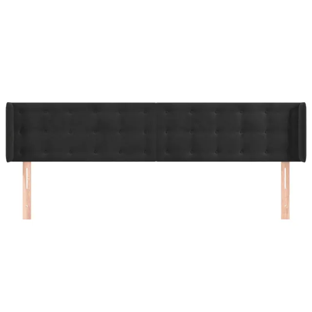 Tête de lit avec oreilles Noir 163x16x78/88 cm Velours