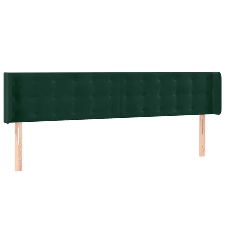 Tête de lit avec oreilles Vert foncé 163x16x78/88 cm Velours