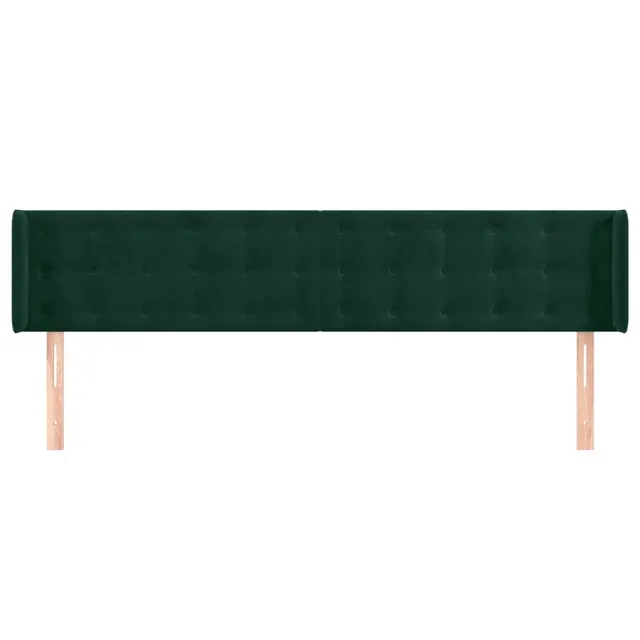 Tête de lit avec oreilles Vert foncé 163x16x78/88 cm Velours