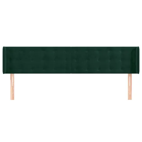 Tête de lit avec oreilles Vert foncé 163x16x78/88 cm Velours