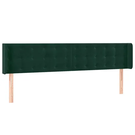 Tête de lit avec oreilles Vert foncé 183x16x78/88 cm Velours