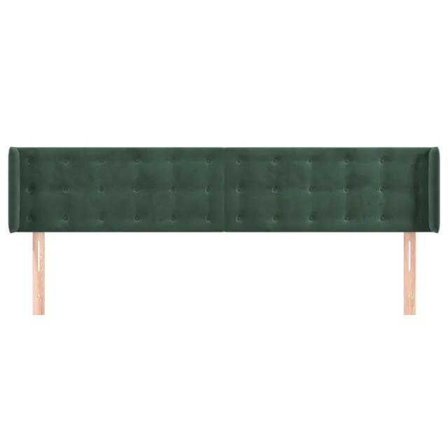 Tête de lit avec oreilles Vert foncé 183x16x78/88 cm Velours