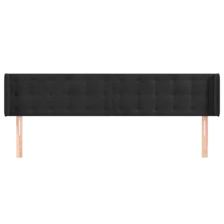 Tête de lit avec oreilles Noir 203x16x78/88 cm Velours
