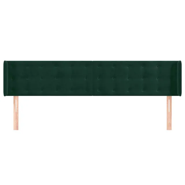 Tête de lit avec oreilles Vert foncé 203x16x78/88 cm Velours