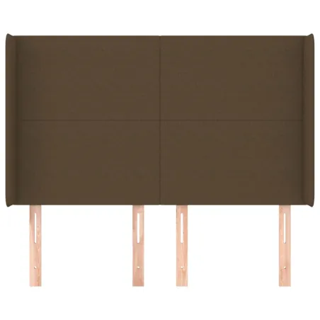 Tête de lit avec oreilles Marron foncé 147x16x118/128 cm Tissu