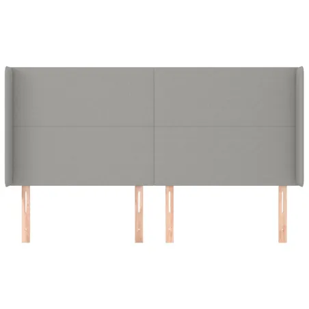 Tête de lit avec oreilles Gris clair 163x16x118/128 cm Tissu