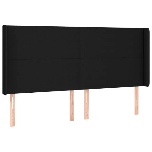 Tête de lit avec oreilles Noir 163x16x118/128 cm Tissu