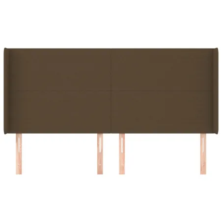 Tête de lit avec oreilles Marron foncé 163x16x118/128 cm Tissu
