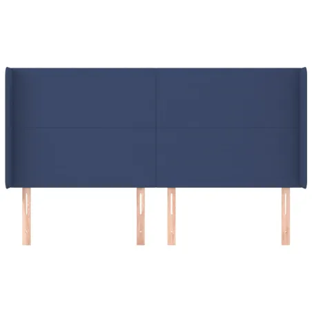 Tête de lit avec oreilles Bleu 163x16x118/128 cm Tissu