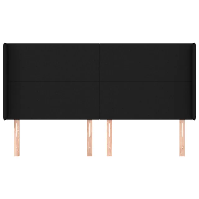 Tête de lit avec oreilles Noir 183x16x118/128 cm Tissu