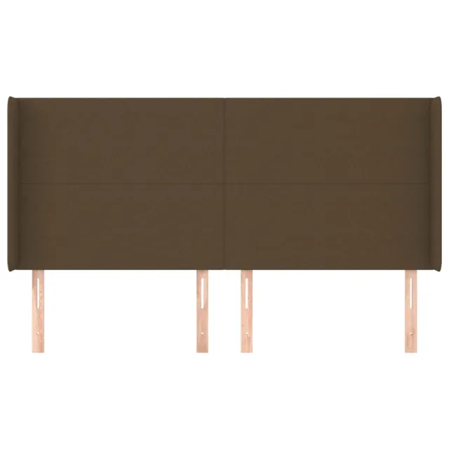 Tête de lit avec oreilles Marron foncé 183x16x118/128 cm Tissu
