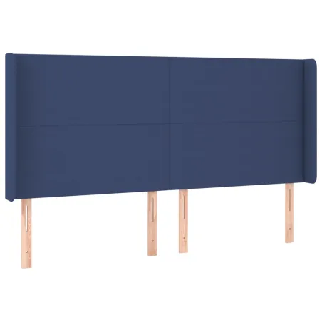 Tête de lit avec oreilles Bleu 183x16x118/128 cm Tissu