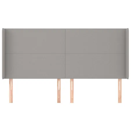 Tête de lit avec oreilles Gris clair 203x16x118/128 cm Tissu