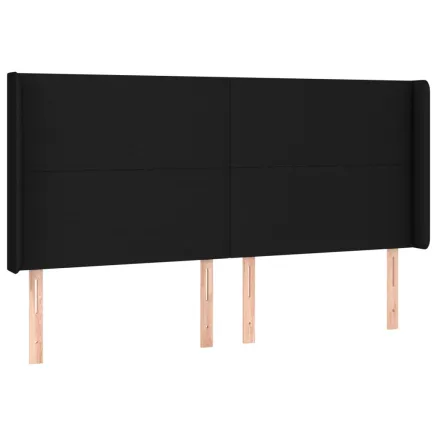 Tête de lit avec oreilles Noir 203x16x118/128 cm Tissu 2