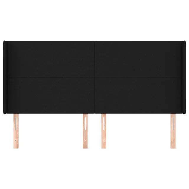 Tête de lit avec oreilles Noir 203x16x118/128 cm Tissu