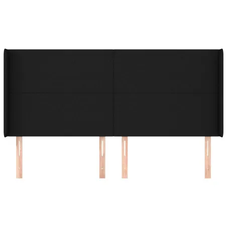 Tête de lit avec oreilles Noir 203x16x118/128 cm Tissu