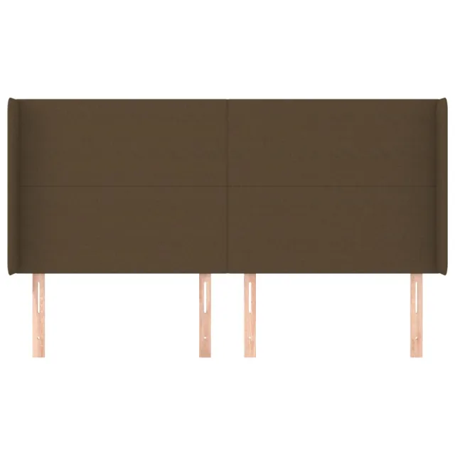 Tête de lit avec oreilles Marron foncé 203x16x118/128 cm Tissu