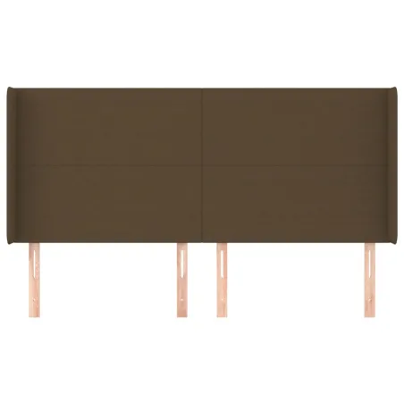 Tête de lit avec oreilles Marron foncé 203x16x118/128 cm Tissu