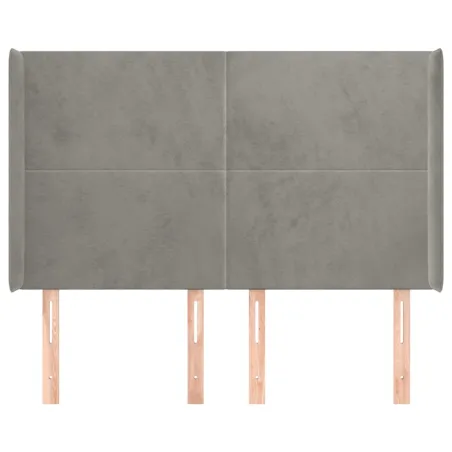 Tête de lit avec oreilles Gris clair 147x16x118/128 cm Velours