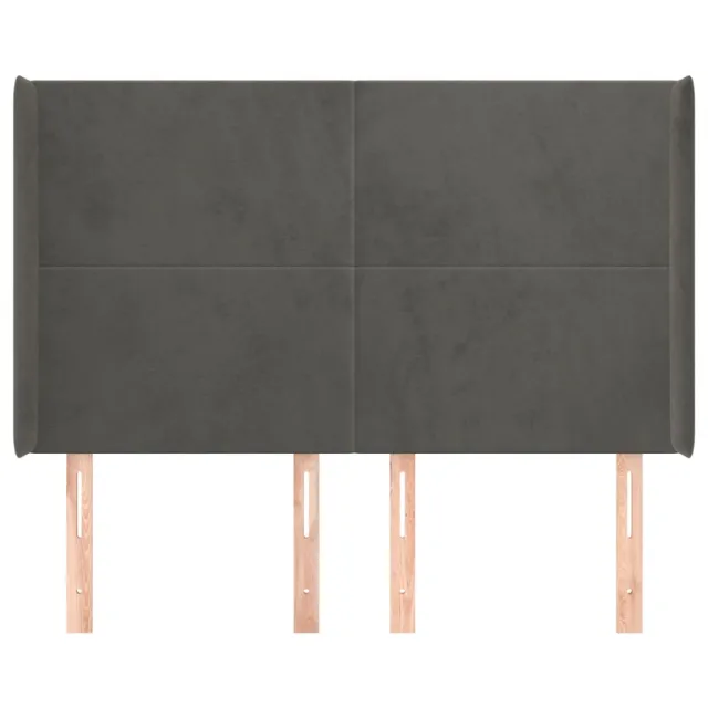 Tête de lit avec oreilles Gris foncé 147x16x118/128 cm Velours