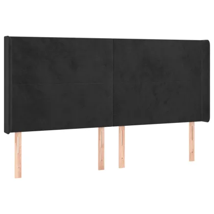 Tête de lit avec oreilles Noir 163x16x118/128 cm Velours 2