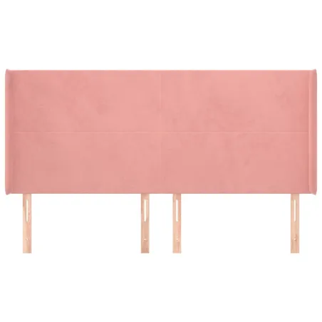 Tête de lit avec oreilles Rose 163x16x118/128 cm Velours