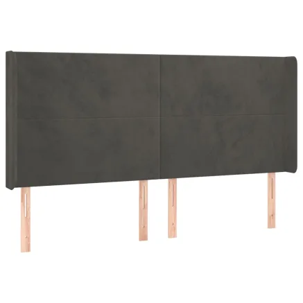 Tête de lit avec oreilles Gris foncé 203x16x118/128 cm Velours 2