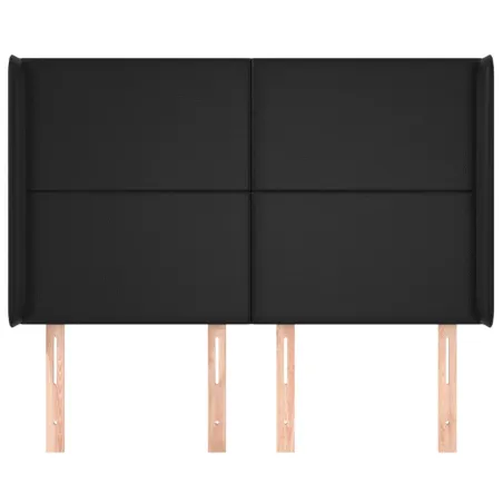 Tête de lit avec oreilles Noir 147x16x118/128 cm Similicuir