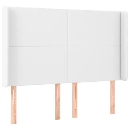 Tête de lit avec oreilles Blanc 147x16x118/128 cm Similicuir