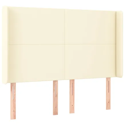 Tête de lit avec oreilles Crème 147x16x118/128 cm Similicuir 2