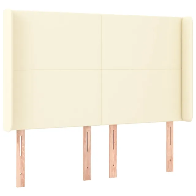 Tête de lit avec oreilles Crème 147x16x118/128 cm Similicuir