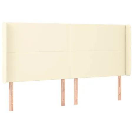 Tête de lit avec oreilles Crème 163x16x118/128 cm Similicuir