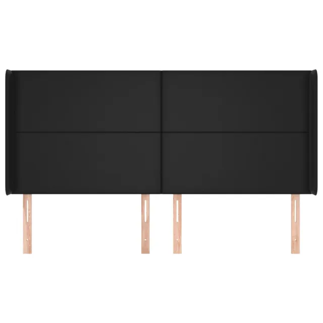 Tête de lit avec oreilles Noir 183x16x118/128 cm Similicuir