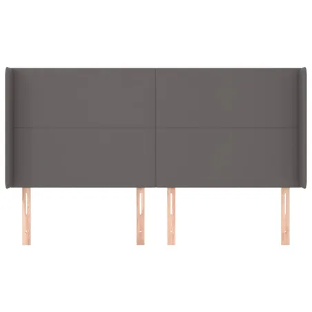 Tête de lit avec oreilles Gris 183x16x118/128 cm Similicuir