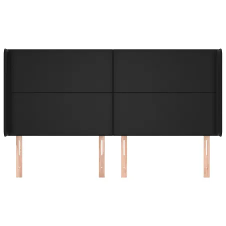 Tête de lit avec oreilles Noir 203x16x118/128 cm Similicuir