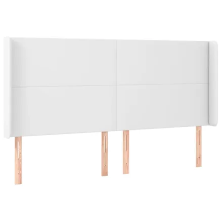 Tête de lit avec oreilles Blanc 203x16x118/128 cm Similicuir 2