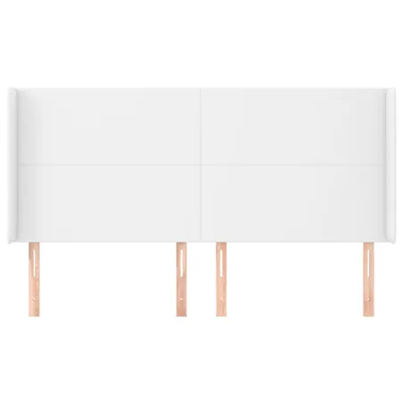 Tête de lit avec oreilles Blanc 203x16x118/128 cm Similicuir