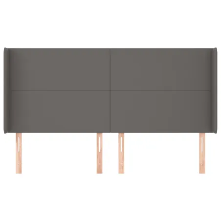 Tête de lit avec oreilles Gris 203x16x118/128 cm Similicuir