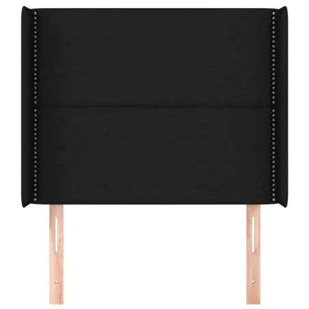 Tête de lit avec oreilles Noir 93x16x118/128 cm Tissu