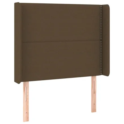 Tête de lit avec oreilles Marron foncé 93x16x118/128 cm Tissu 2
