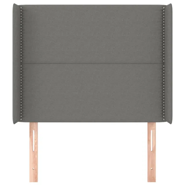 Tête de lit avec oreilles Gris foncé 103x16x118/128 cm Tissu