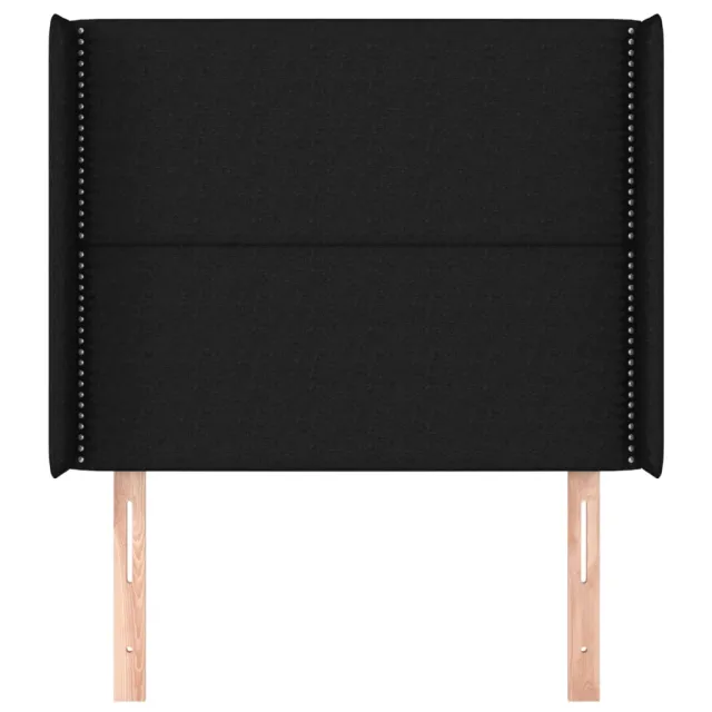 Tête de lit avec oreilles Noir 103x16x118/128 cm Tissu