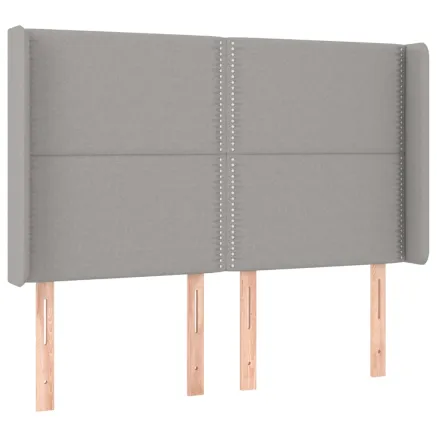 Tête de lit avec oreilles Gris clair 147x16x118/128 cm Tissu 2