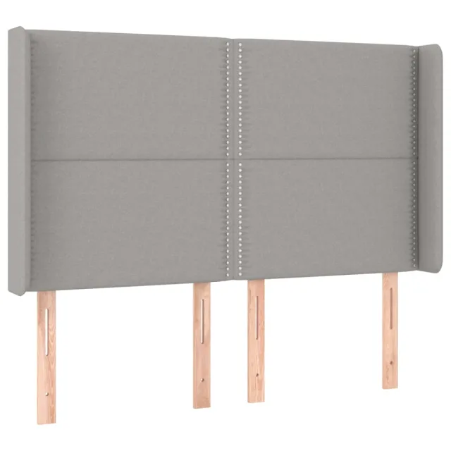 Tête de lit avec oreilles Gris clair 147x16x118/128 cm Tissu