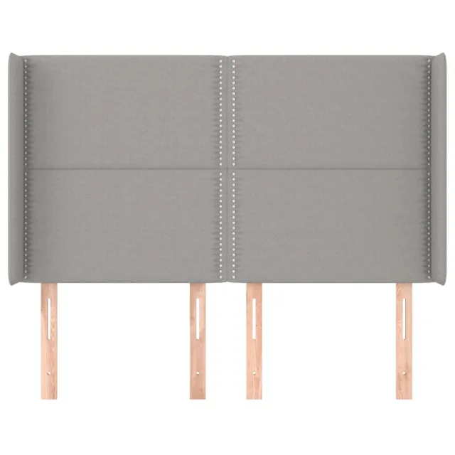 Tête de lit avec oreilles Gris clair 147x16x118/128 cm Tissu